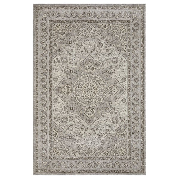 LOOMAKNOTI Malanie Crewford Gray 9 ft. 10 in. x 12 ft. 10 in. Geometric Polypropylene Indoor Area Rug