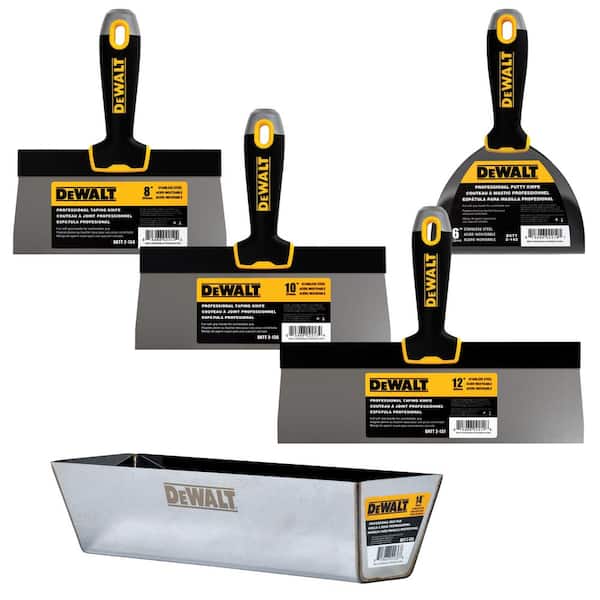 DEWALT DXTT-3-174 Stainless Steel Taping Knife and 14 in. Pan Set with Soft Grip Handles - 1