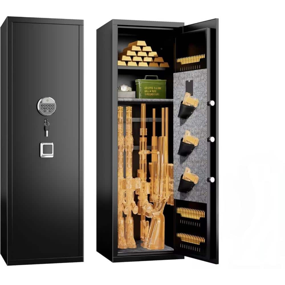 Fingerprint Gun Safe with 3 Ways to Unlock, Dual Alarm System, LED Light, Adjusatable Racks, for Rifles&Pistols price history on PriceWatchPro