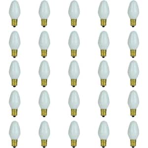 7-Watt C7 Small Night Light Candelabra E12 Base White Incandescent Light Bulb (25-Pack)