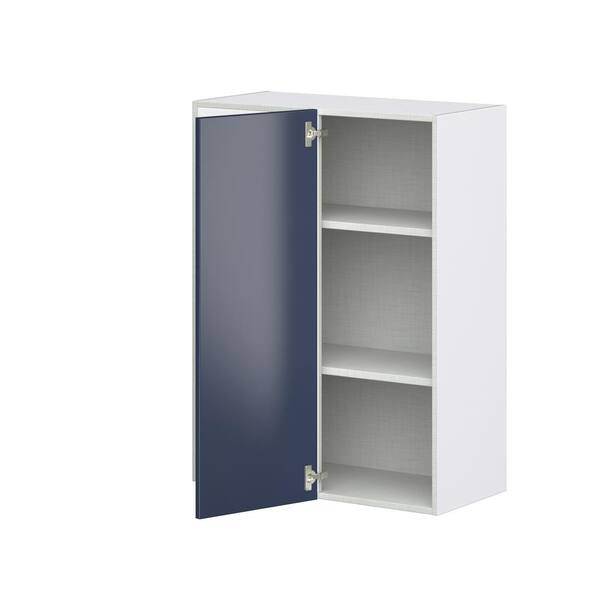 J COLLECTION Devon 30 in. W x 40 in. H x 14 in. D Painted Blue Recessed Assembled Wall Blind corner Kitchen Cabinet