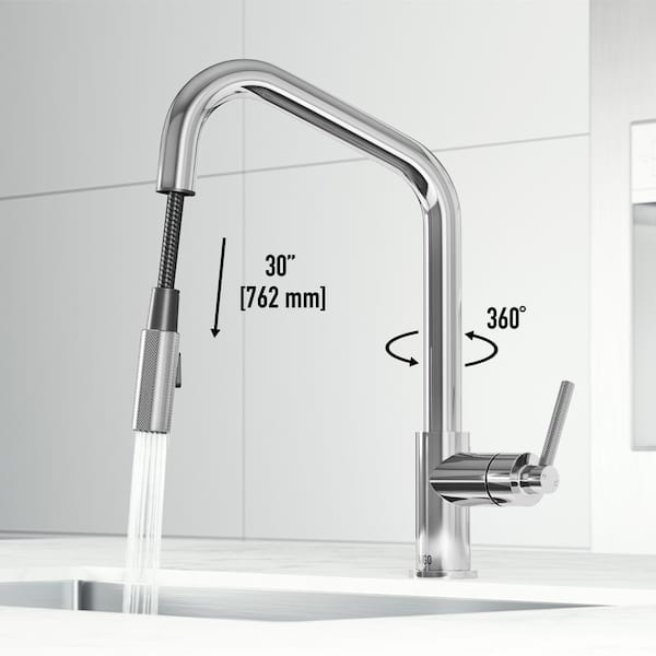 VIGO Utopia 14 in. H Single Handle Pull-Down Sprayer Kitchen Bar