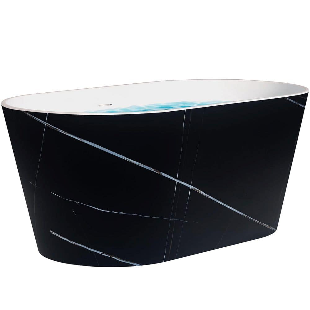 53.9 in. Fiberglass Double Ended Flat-bottom Non-Whirlpool Bathtub in Black