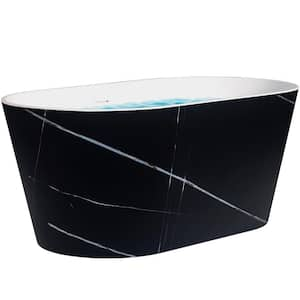 53.9 in. Fiberglass Double Ended Flat-bottom Non-Whirlpool Bathtub in Black Patterns