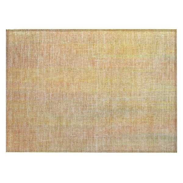 HomeRoots Yellow and Orange 2 ft. x 3 ft. Woven Striped Rectangle Indoor/Outdoor Area Rug