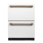 5.7 cu. ft. Built-in Undercounter Dual Drawer Refrigerator in Matte White, Fingerprint Resistant