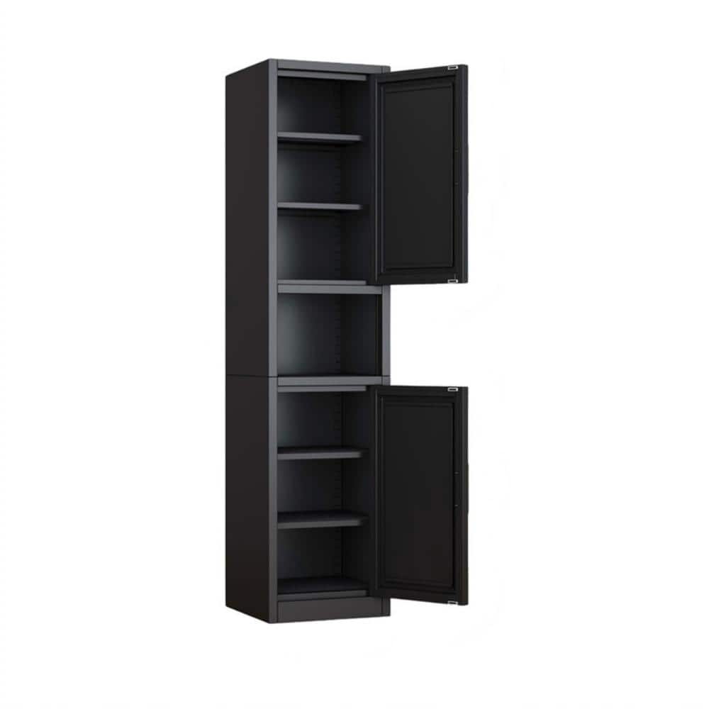 15.7 in. W x 67 in. H Narrow Rectangular Black Metal Freestanding Medicine Cabinet without Mirror with 2 Doors
