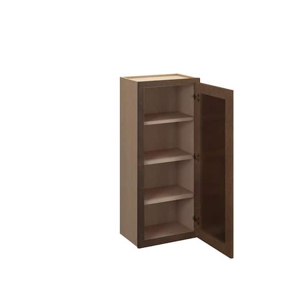 Unbranded Amherst Shaker 15 in. W x 42 in. H x 12 in. D in Walnut Plywood Assembled Frosted Glass Wall