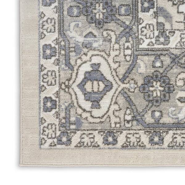 2 ft. x 8 ft. White Medallion Washable Area Rug