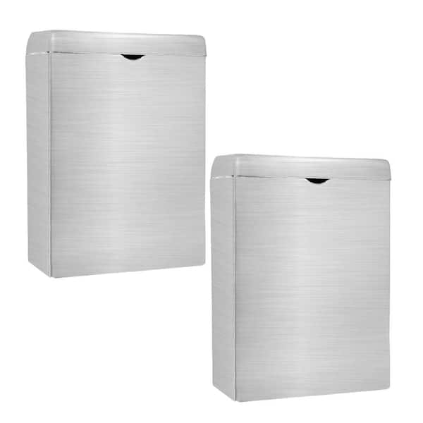 Alpine Industries 10.75 in. H x 7.5 in. W Wall-Mounted Sanitary Napkin Receptacle in Stainless Steel (2-Pack)