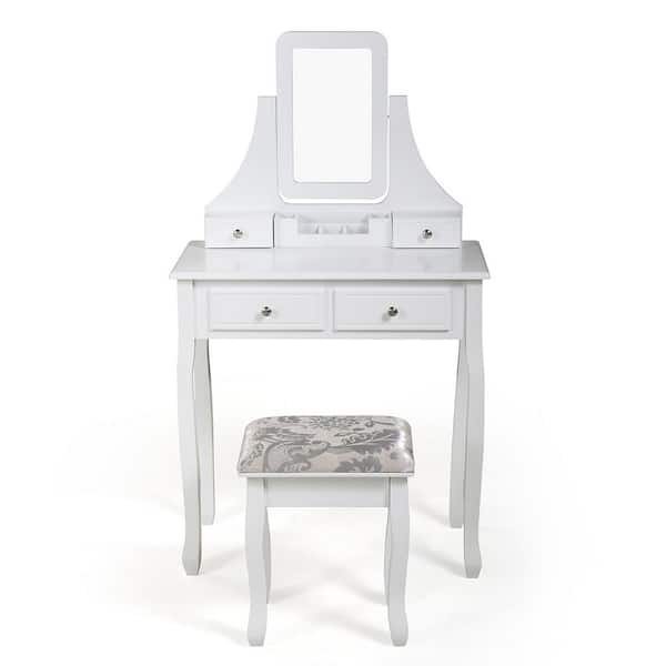 MOJAY Cream White Jewelry Armoire 51.20 in. x 15.70 in. x 29.40 in.