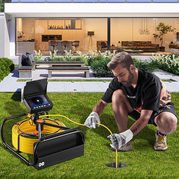 Pipeline Inspection Camera 4.3 in. Screen Sewer Camera IP68 with DVR Function, 164 ft. Snake for Home Drain Plumbing