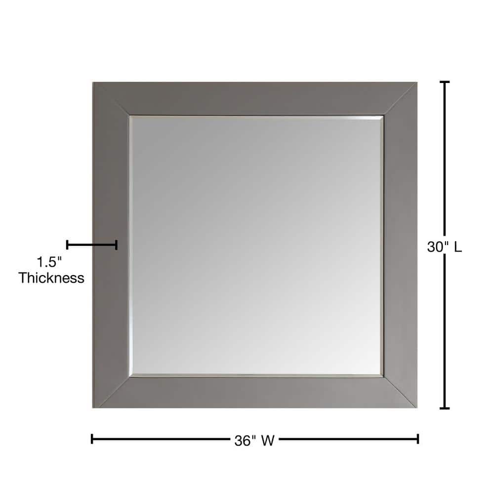 Modern Aberdeen 36" Grey Wood Bathroom Vanity Mirror