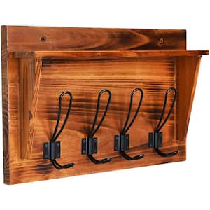 16.5 in. L Rustic Wood Coat Hook with Shelf