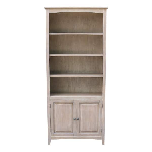 null 72 in. Weathered Taupe Gray Wood 6-shelf Standard Bookcase with Adjustable Shelves