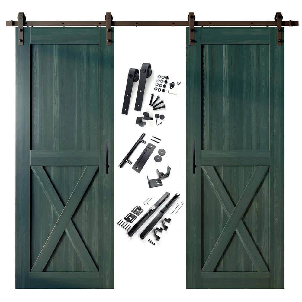 36 in. x 84 in. X-Frame Royal Pine Double Pine Wood Interior Sliding Barn Door with Hardware Kit Non-Bypass price history on PriceWatchPro