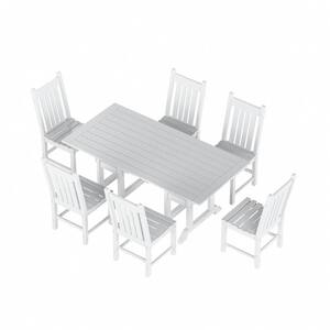 Hayes White 7-Piece HDPE Plastic Outdoor Dining Set with Side Chairs