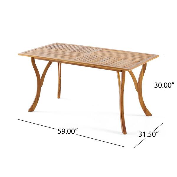 Teak Finish 59 in. Rectangular Solid Wood Outdoor Dining Table ZN