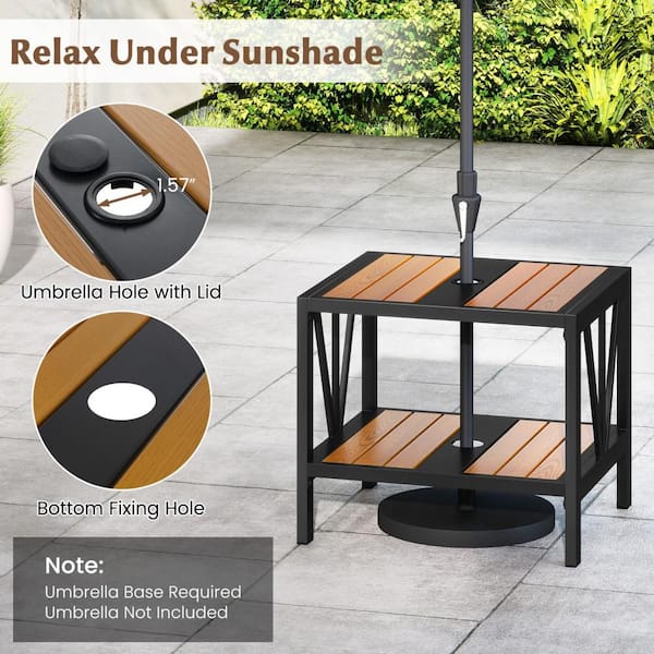 H&O × Geek Field _ ML SideTable Gymax Outdoor Side Table 2-Tier Coffee End Table w/ 1.57 in