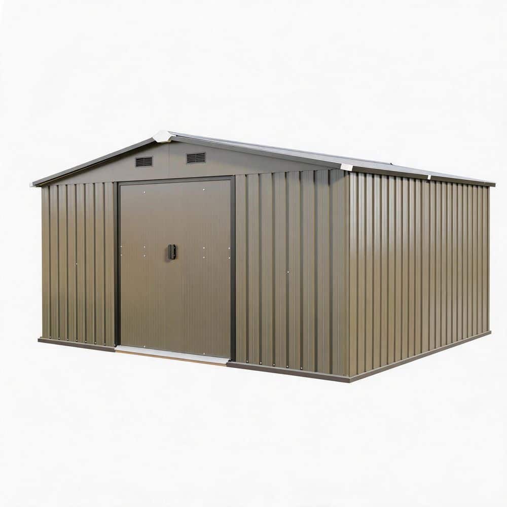 10x12 ft Outdoor Metal Storage Shed, 0.23mm Steel, 2 Daylight Windows, Protective Film, Brown(109.78 sq. ft.) price history on PriceWatchPro
