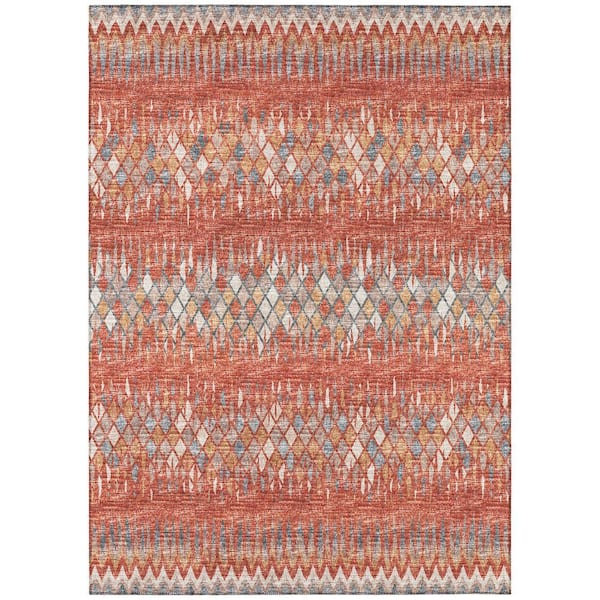 Rylee Red 9 ft. x 12 ft. Geometric Indoor/Outdoor Area Rug