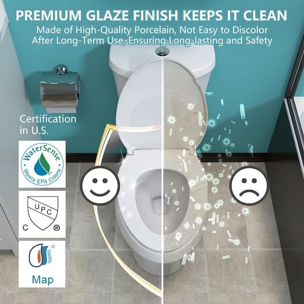 Zeafive Dual Flush Two Piece Toilets 12 in. Rough-in 1.1/1.6 GPF