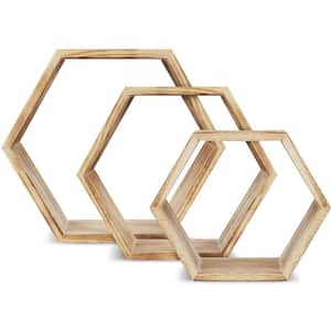 3-Piece Set Honeycomb-Shaped Hanging Floating Shelf And Photo Frame Set, Suitable For Home Decoration