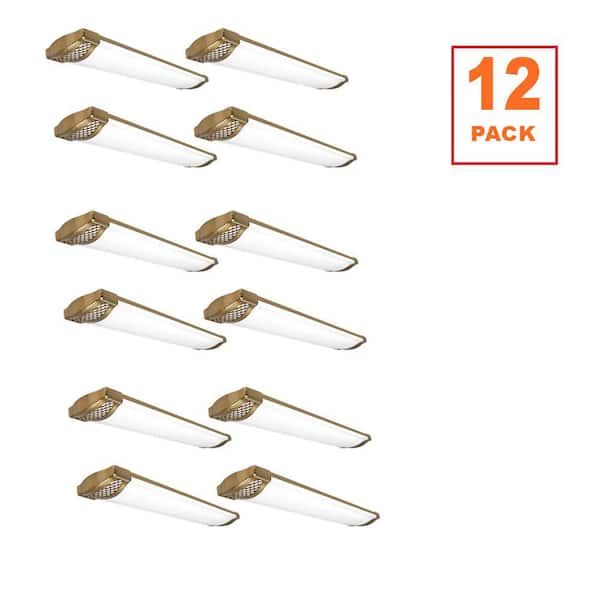 12-Pack 4 ft. Matte Gold Honeycomb End Caps 5250LM 75W Integrated LED Wraparound Light Adjustable CCT Night Light