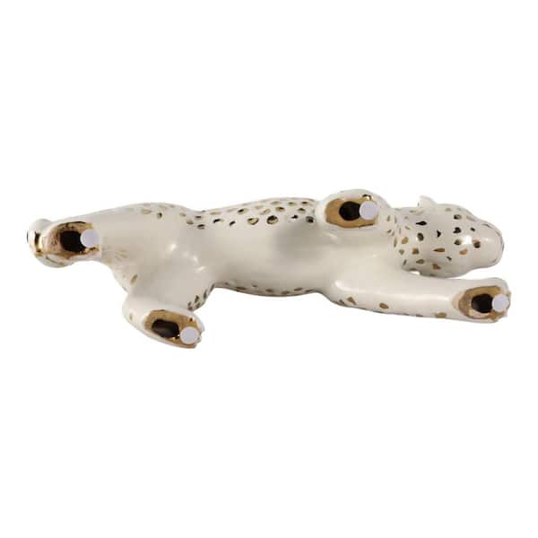 Liv & Skye White/Gold 14.25 in. x 7.25 in. Stoneware Walking