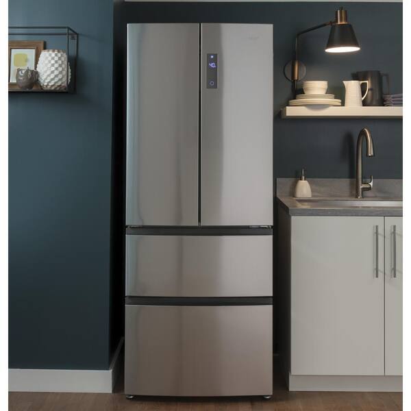 Haier 15 0 Cu Ft French Door Refrigerator In Stainless Steel Fingerprint Resistant Hrf15n3ags The Home Depot