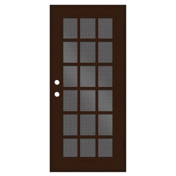 Unique Home Designs Classic French 30 in. x 80 in. Left Hand/Outswing Copper Aluminum Security Door with Black Perforated Metal Screen
