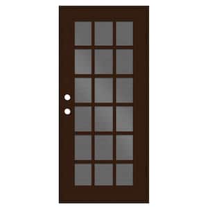 Classic French 32 in. x 80 in. Left Hand/Outswing Copper Aluminum Security Door with Black Perforated Metal Screen