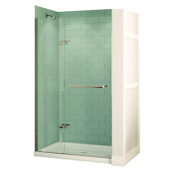 MAAX Reveal 32 in. x 48 in. x 74-1/2 in. Alcove Standard Shower Kit in Chrome with Base in White - Center Drain