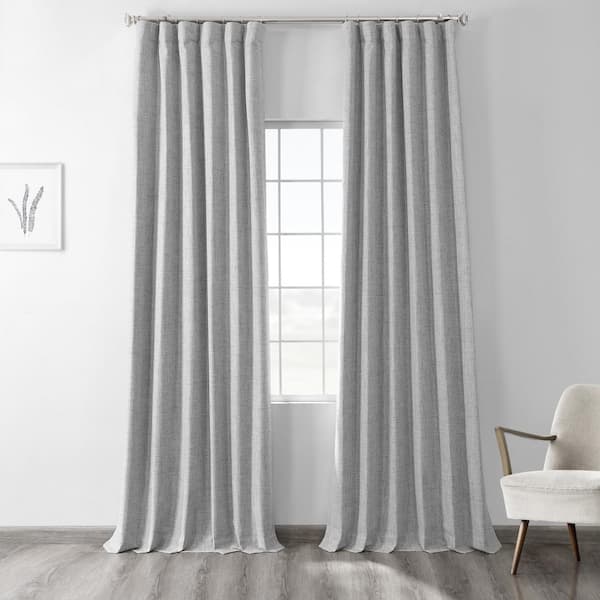 Exclusive Fabrics & Furnishings Millennial Grey Thermal Cross Linen Weave Blackout Curtain - 50 in. W x 108 in. L (1 Panel)
