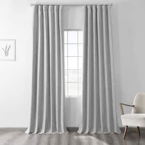 Millennial Grey Thermal Cross Linen Weave Blackout Curtain - 50 in. W x 120 in. L (1 Panel)