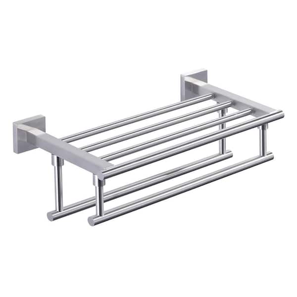 16 in. Bathroom Wall Mounted Double Tier Towel Rack with Double Towel Bar Stainless Steel in Brushed Nickel