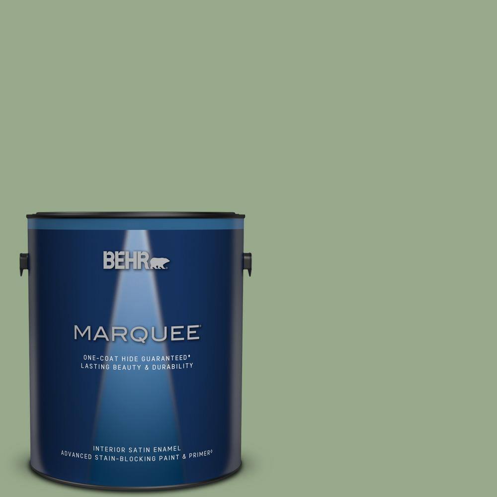 BEHR MARQUEE 1 gal. PPU1105 Pesto Green OneCoat Hide Satin Enamel