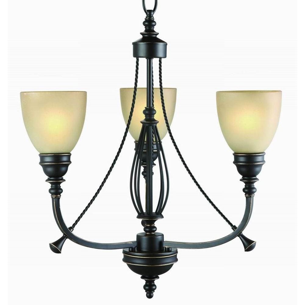 UPC 848566012026 product image for 3-Light Bronze Chandelier with Tea Stained Glass Shades | upcitemdb.com
