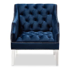 Silvana Navy Blue and Clear Fabric Accent Chair