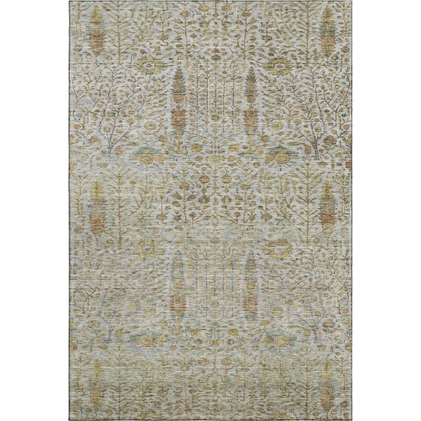 Mayfield Premium Machine Washable Abstract AMF2053 Linen 3 ft. x 4 ft. Area Rug