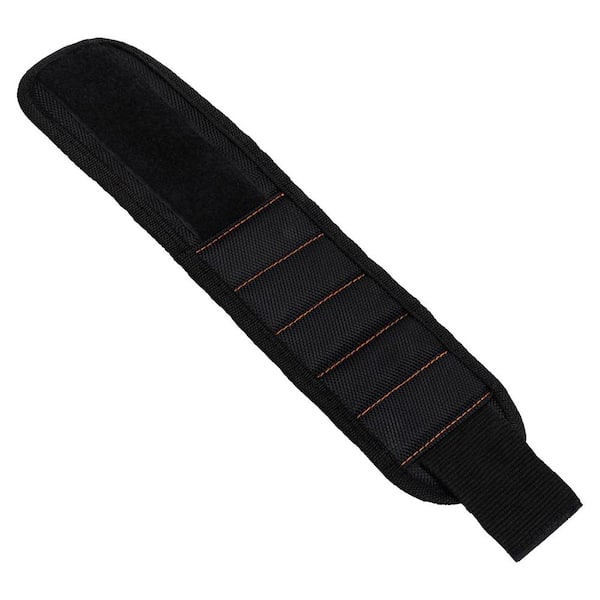 Black Polyester Magnetic Wristband Tool Holder 2 pcs Adjustable Breathable Design Accessory for Screws