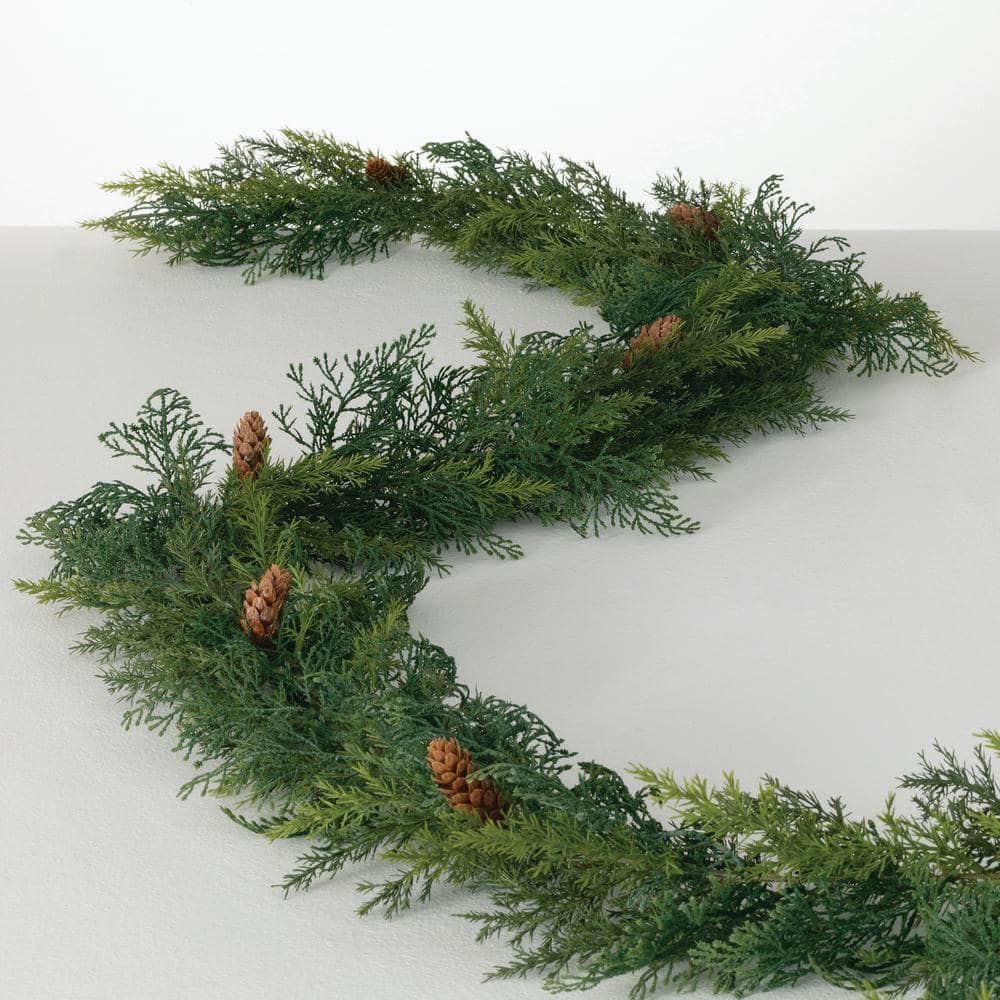 SULLIVANS Artificial 9 ft. Arborvitae Cedar Unlit Christmas Garland, Green