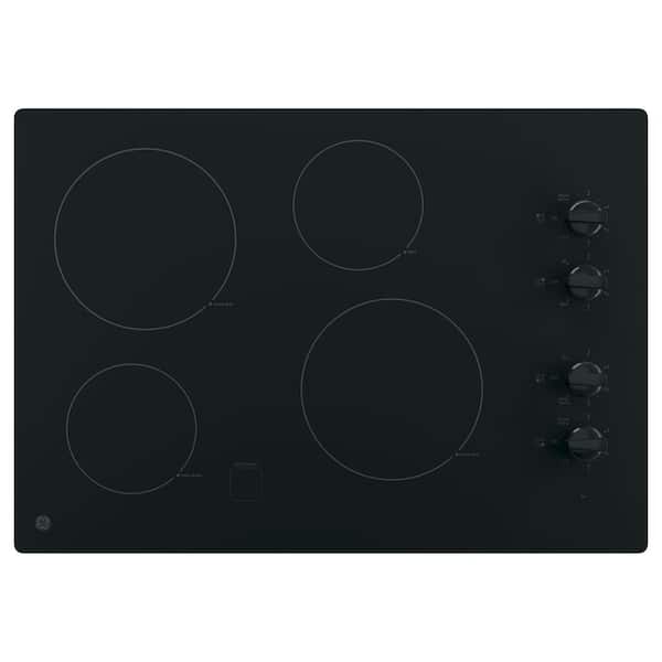 GE 30 in. Radiant Electric Cooktop in Black with 4 Elements including 2 Power Boil Elements