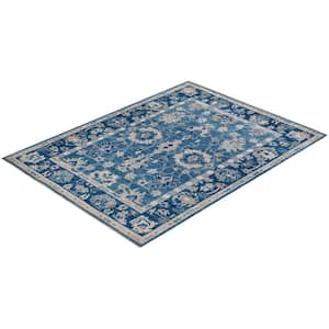 Oushak One-of-a-Kind Traditional Light Blue 5 ft. x 7 ft. Hand Knotted Tribal Area Rug