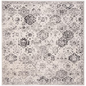 Madison Silver/Gray 4 ft. x 4 ft. Square Border Area Rug