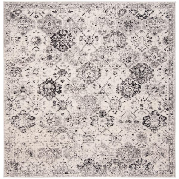 SAFAVIEH Madison Silver/Gray 5 ft. x 5 ft. Square Border Area Rug