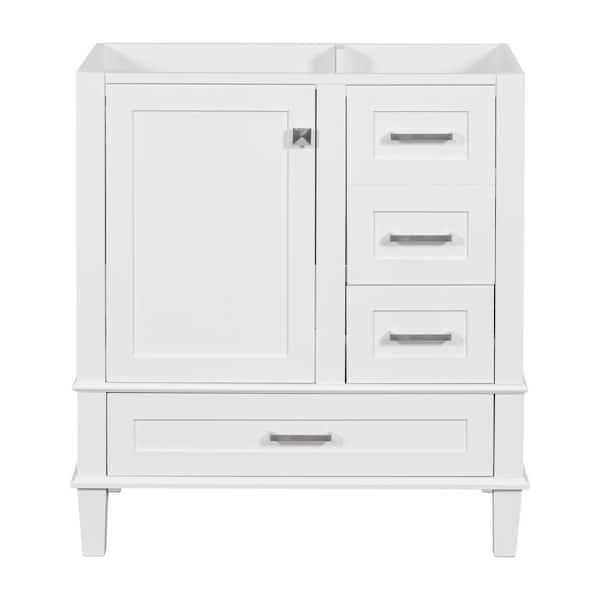 Tileon 29.4 in. W x 17.9 in. D x 33 in. H Bath Vanity Cabinet without Top with 1 Door and 3 Drawers in White