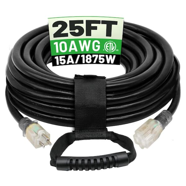 25 ft. 1875W 10-Gauge 1 Conductor SJTW Heavy Duty Extension Cord