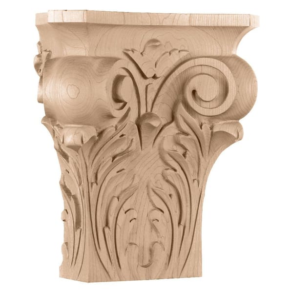 Ekena Millwork 4-1/2 in. x 9-1/4 in. x 10 in. Large Square Onlay Acanthus Capital