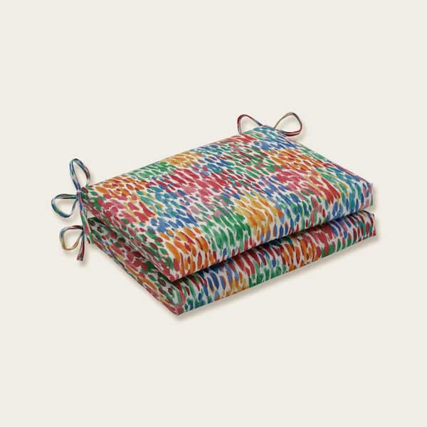 Pillow Perfect 18.5 x 16 Outdoor Dining Chair Cushion in Blue/Green/Pink (Set of 2)